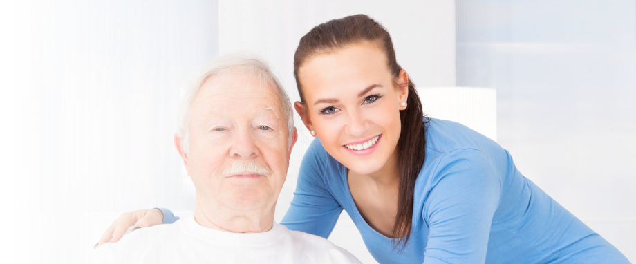 Caregiver comforting a senior